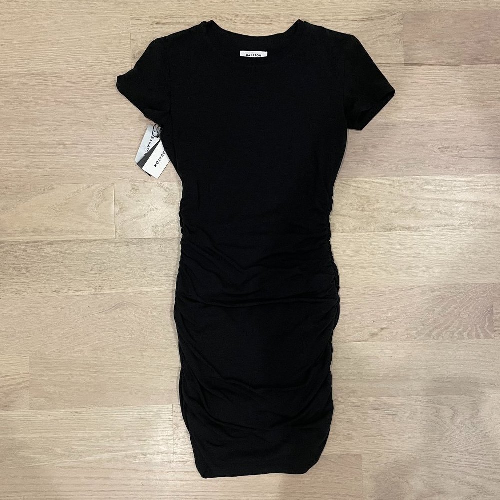 NEW NWT Aritzia Babaton Covet Ruched Mini Dress Black Size XS